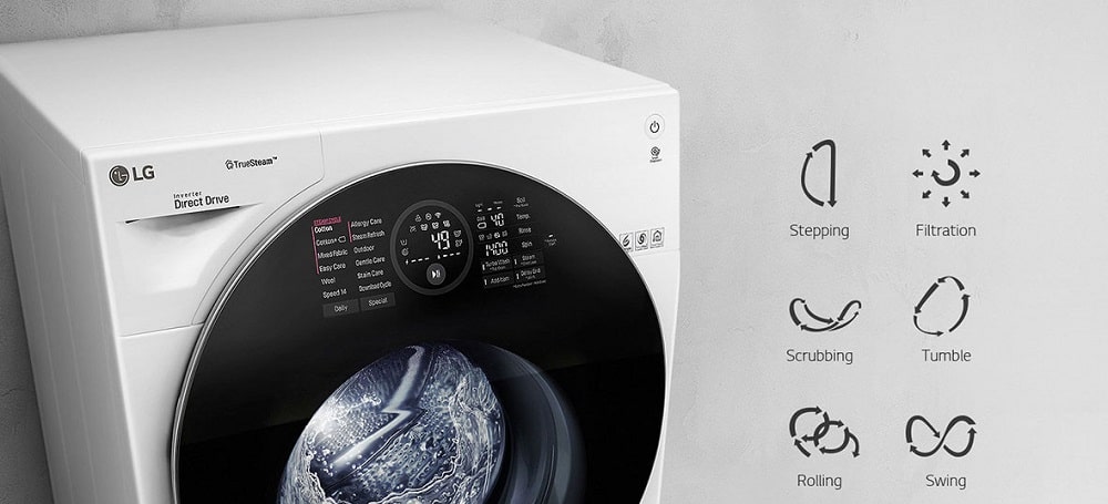 6 حرکت شستشوی لباسشویی ال جی FH4G1JCHP6N