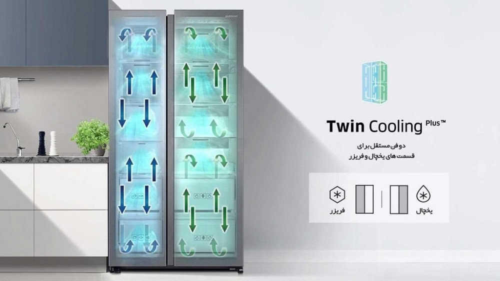 فناوری خنک کنندگی دو گانه-Twin Cooling Plus یخچال فریزر سامسونگ RS68