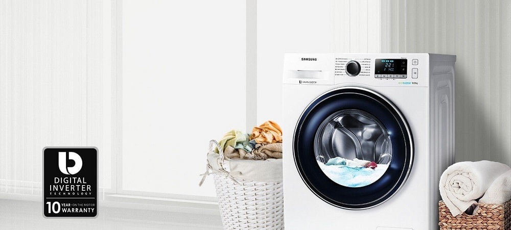 لباسشویی 9 کیلو سامسونگ حباب ساز 1400 دور سفید مدل WW90J5455MW