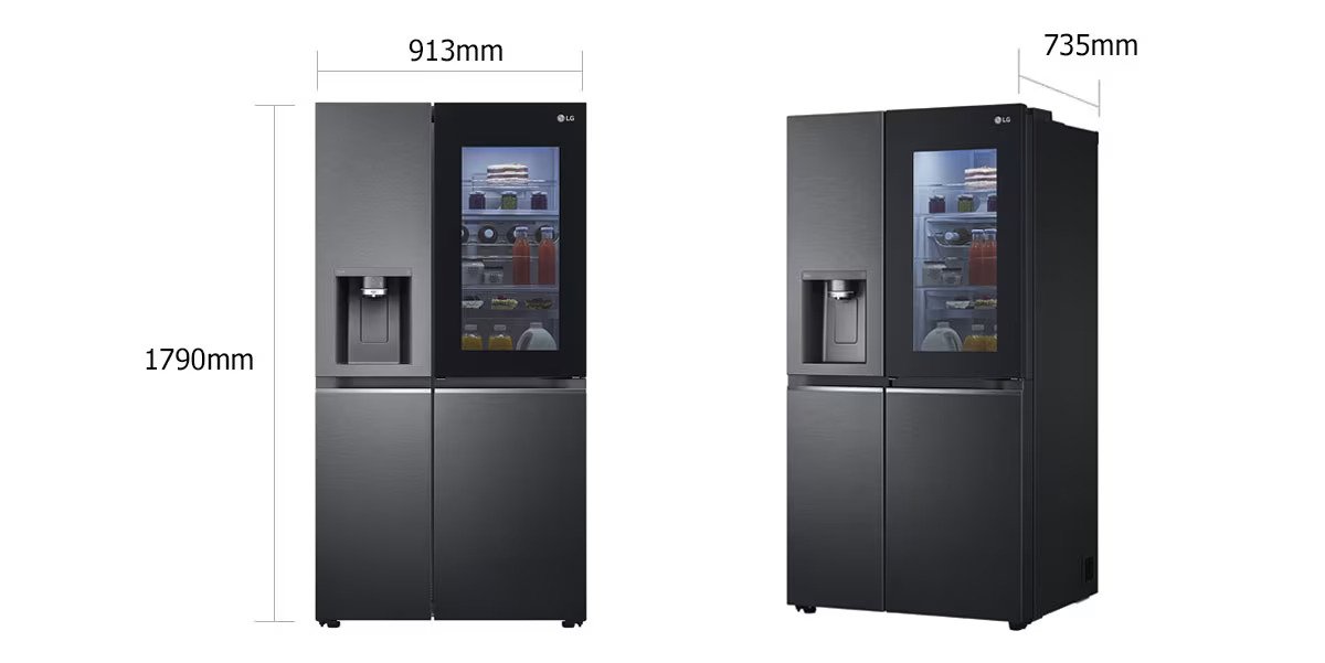 ابعاد یخچال ساید بای ساید ال جی GCX-287TNB