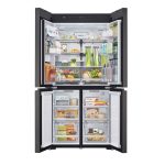 LG GMV960NNME, Class E, 617 L, MoodUp Multi-Door Fridge with InstaView, Individually Adjustable Colour Changes, Music Collection, LCD Display